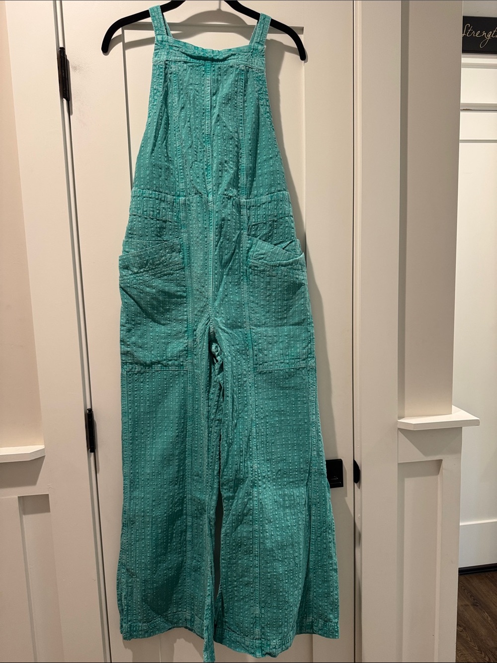 Women's Teal Wide-Leg Overalls Jumpsuit